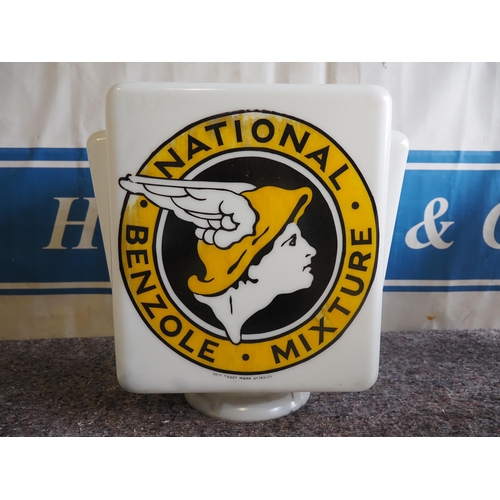 233 - National Benzole glass square petrol pump globe, marked 1948, AF
