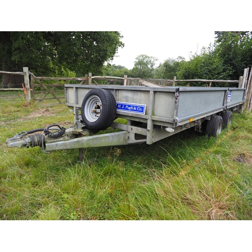 138 - Ifor Williams 14ft tandem axle trailer with ramps and stands