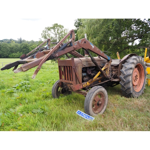 144 - Fordson major tractor with loader. Engine rebuilt, showing 7206 hours, runs and drives