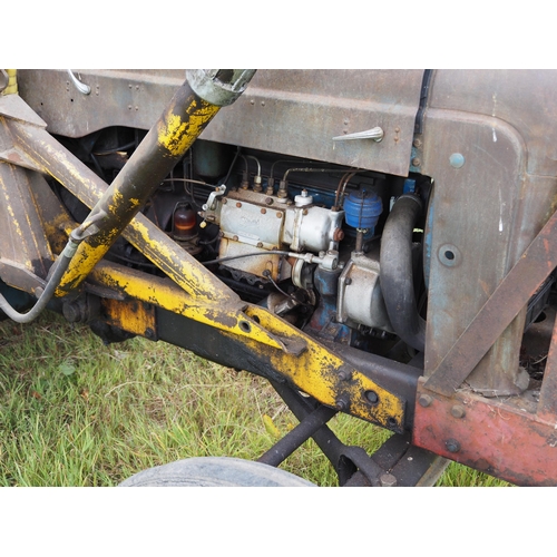 144 - Fordson major tractor with loader. Engine rebuilt, showing 7206 hours, runs and drives