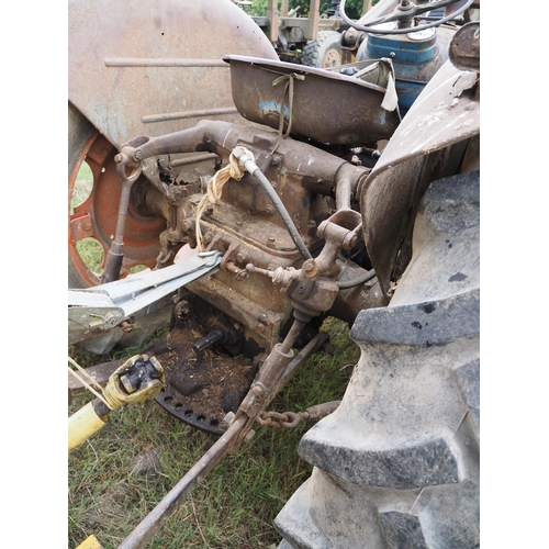 144 - Fordson major tractor with loader. Engine rebuilt, showing 7206 hours, runs and drives