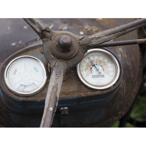 144 - Fordson major tractor with loader. Engine rebuilt, showing 7206 hours, runs and drives