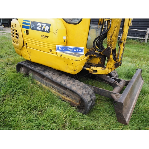 149 - Komatsu PC27R8 rubber tracked excavator, showing 6106 hours, timber grab, rotator, buckets, quick hi... 