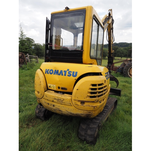 149 - Komatsu PC27R8 rubber tracked excavator, showing 6106 hours, timber grab, rotator, buckets, quick hi... 