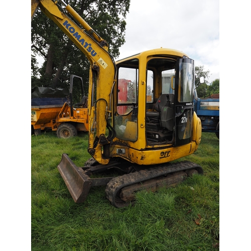 149 - Komatsu PC27R8 rubber tracked excavator, showing 6106 hours, timber grab, rotator, buckets, quick hi... 