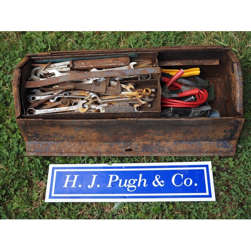 25 - Toolbox containing assorted spanners and accessories