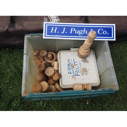 54 - Box of wood turned articles and mug placemats