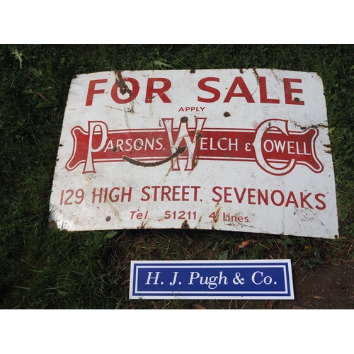 58 - Enamel sign - Parson Welch and Cowell. Sevenoaks