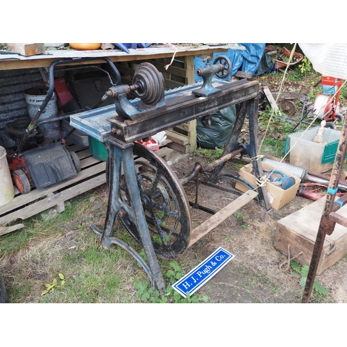 73 - c 1920's Cast iron treadle wood working lathe