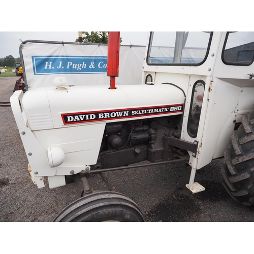 1699 - David Brown 880 tractor with cab. Runs 1967. Reg. MYB 806E. V5 and key in office