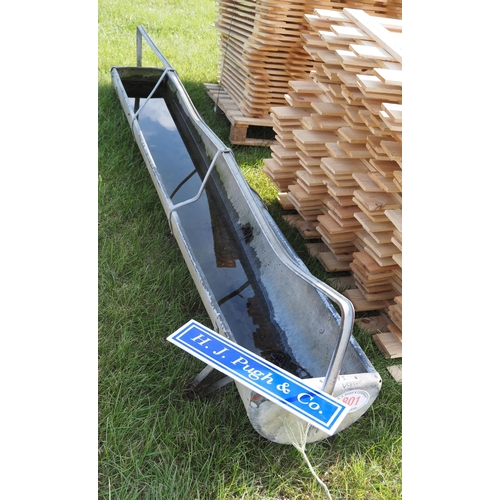 801 - Galvanised feed trough approx. 9ft