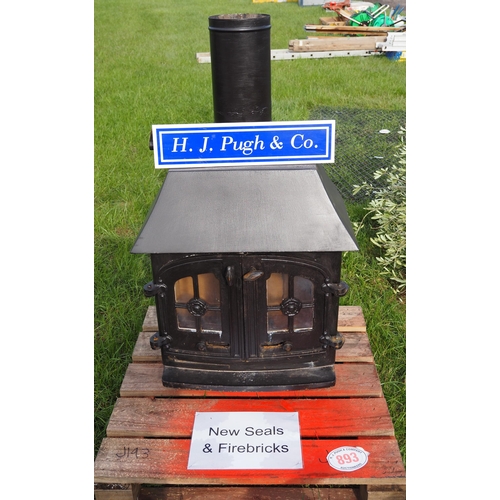 893 - Woodburner with new seals and firebricks