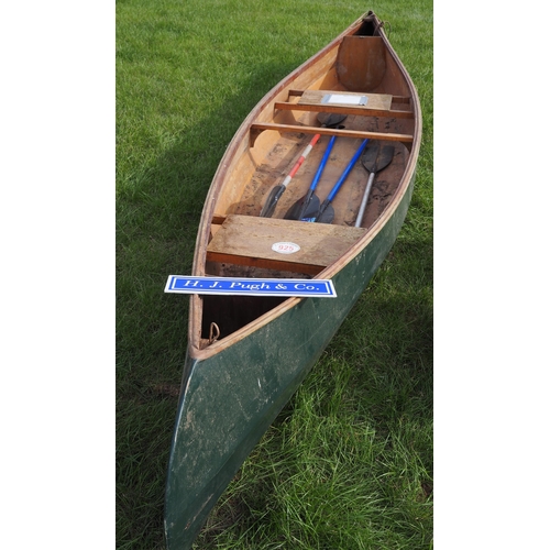 925 - Wooden/fibreglass canoe 16ft