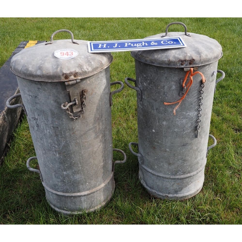 943 - Galvanised dustbins - 2