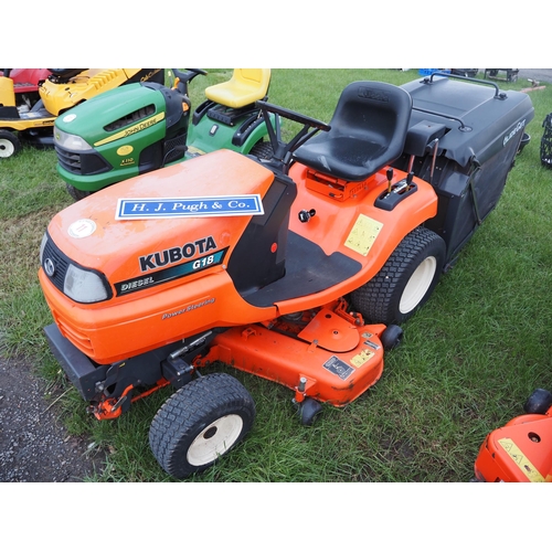 11 - Kubota G18 ride on garden tractor. Key in office