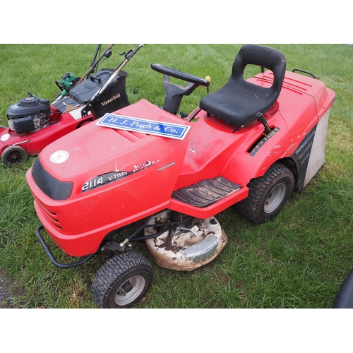 14 - Honda 2114 V-Twin ride on mower, works well. Key in office