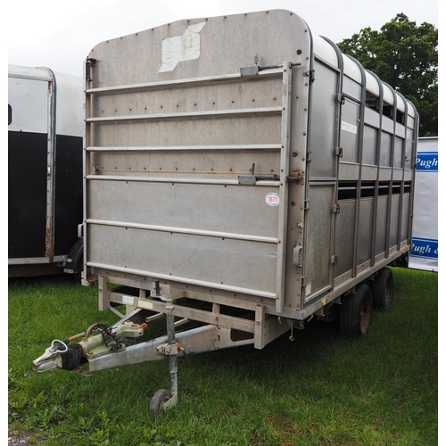 1671 - Ifor Williams DP120S3 12ft livestock trailer with sheep decks and cattle gate. S/No. G0684789