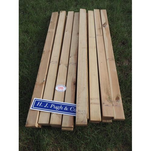 1316 - Softwood timbers 1.8m x100x45 - 25