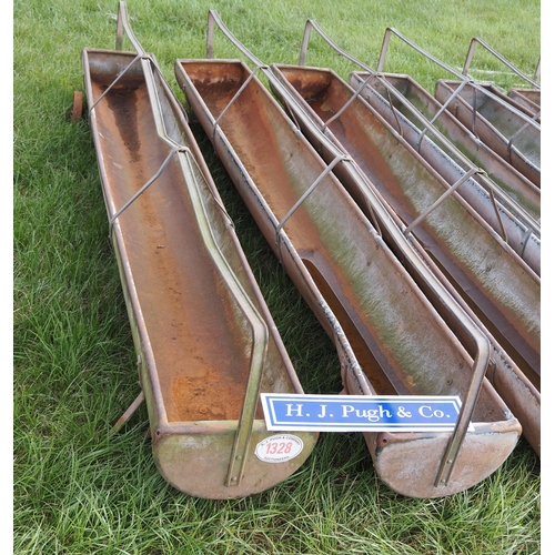 1328 - Galvanised feed troughs with wheels - 2