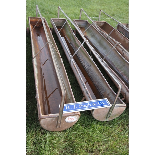 1329 - Galvanised feed troughs, with wheels - 2