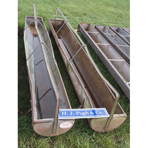 1330 - Galvanised feed troughs, with wheels - 2