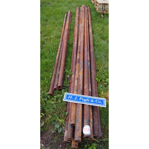 1439 - Steel tubes 14ft x65mm dia. x4mm gauge - 14 + 4 others 12.5ft x65mm dia. x4mm gauge