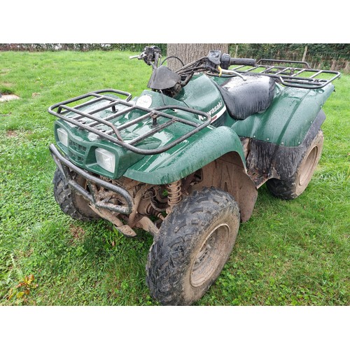 2049 - Kawasaki 360 KLF quad. Runs and drives, has been in shed for last 3 years. Key in office