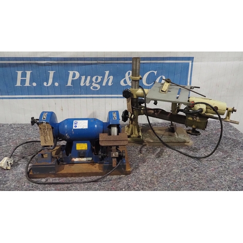 165 - Record double ended bench grinder and grinder on stand