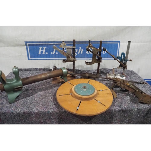 189 - Lathe parts and drill stands