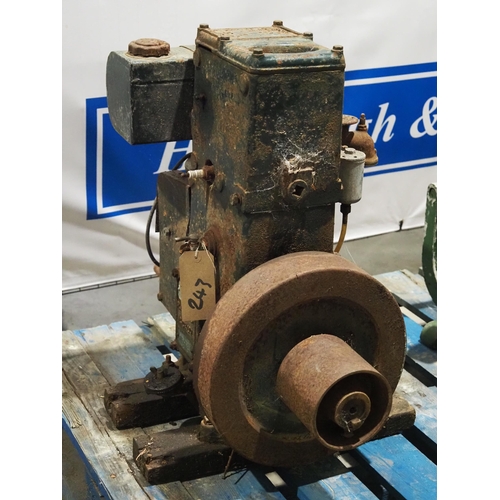 243 - Lister D stationary engine. 1 1/2hp with starting handle. Sn. 28TH 24310