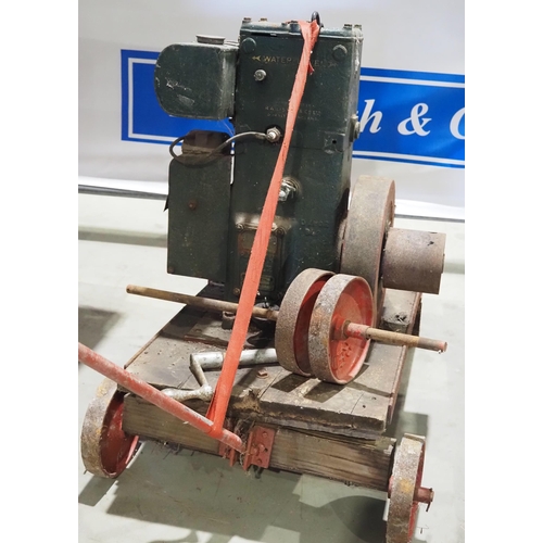 245 - Lister D stationary engine on trolley with starting handle. Sn. 28DH 141209