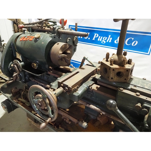 248 - Ward model 3A heavy duty metal working lathe with thread cutter and capstan. Variable speed. 3 Phase