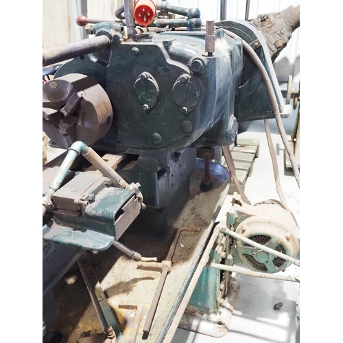 248 - Ward model 3A heavy duty metal working lathe with thread cutter and capstan. Variable speed. 3 Phase