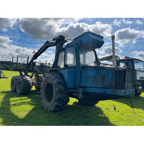 152 - Rottne purpose built forestry forwarder, 6 wheel drive, crane and timber grab, bolstered. New servo,... 