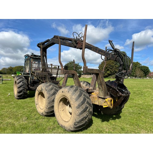 152 - Rottne purpose built forestry forwarder, 6 wheel drive, crane and timber grab, bolstered. New servo,... 