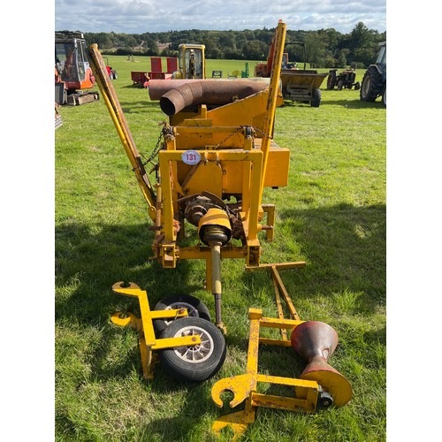 131 - Cundy self-feed PTO drive stake peeler. Working order, complete