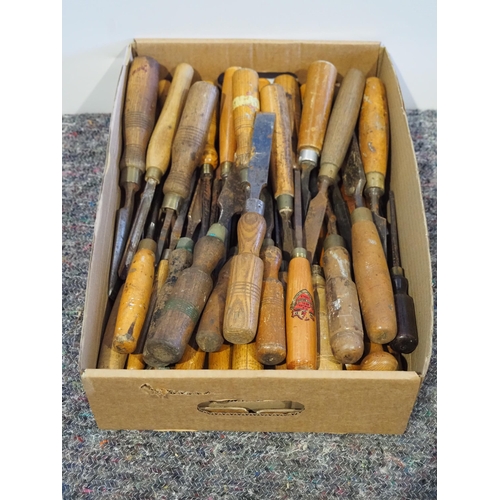 201 - Box of assorted chisels and gouges