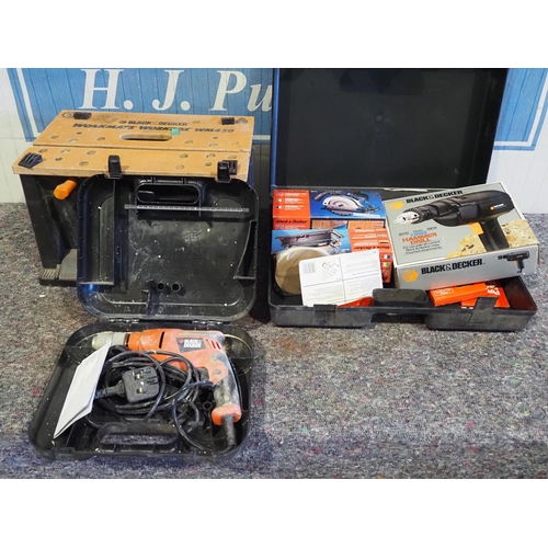 337 - Black and Decker drills, circular saw, sander, etc.