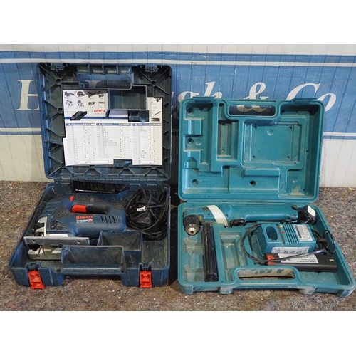 497 - Bosch GST150 jigsaw and Makita cordless drill