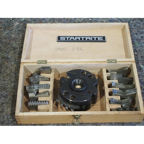 582 - Startrite spindle moulder cutter block and cutters set