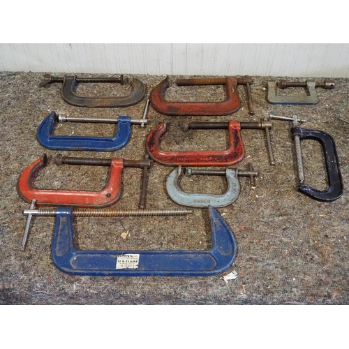 592 - Assorted G clamps to include Record etc