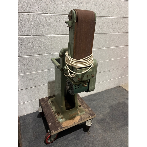 653 - New Major belt sander. Single phase. On trolley