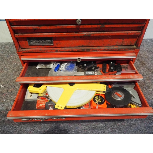 703 - Snap-on tool chest and contents of hand tools, measures etc