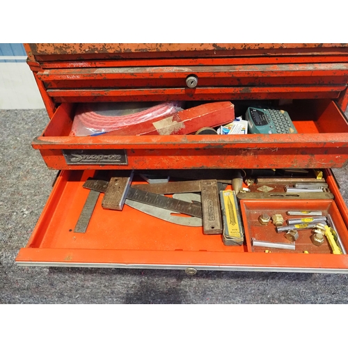 703 - Snap-on tool chest and contents of hand tools, measures etc