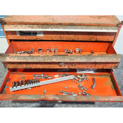 703 - Snap-on tool chest and contents of hand tools, measures etc