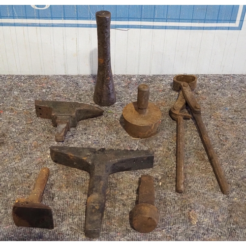 716 - Blacksmiths swage tools and other tools