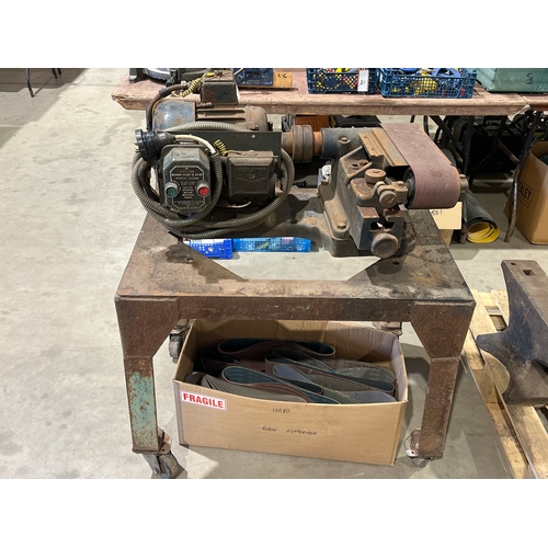 739 - Linisher belt sander with spare belts. 3 phase.