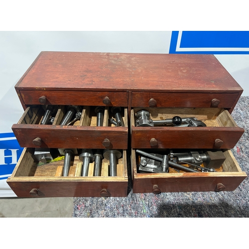 756 - Wooden cabinet and contents to include lathe tooling