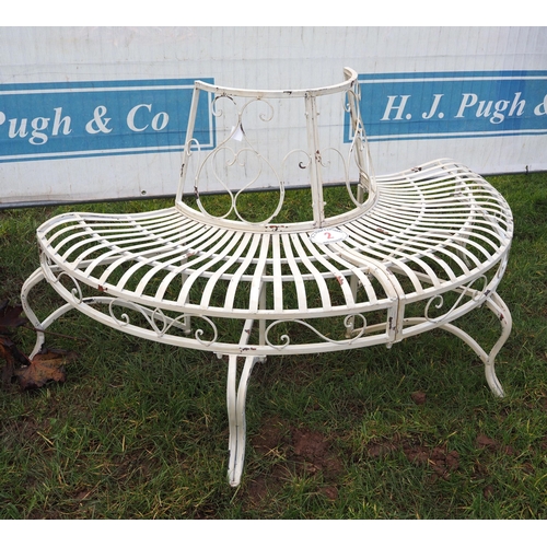 2 - Half round metal tree bench seat