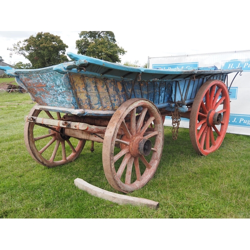 148 - Waisted 4 wheel wagon and shafts